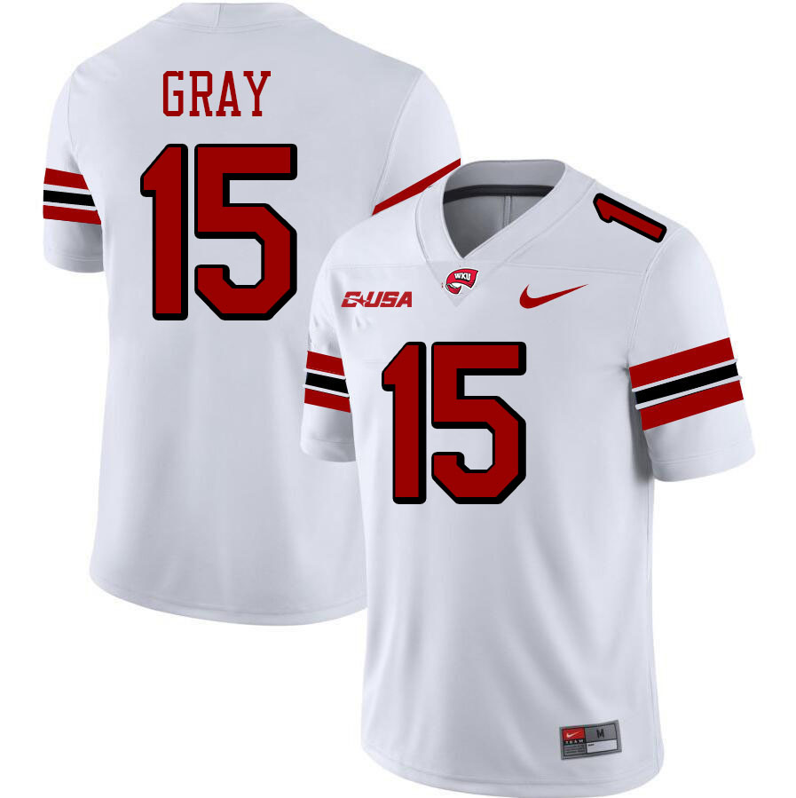 Jayden Gray WKU Jersey, Western Kentucky Hilltoppers #15 Jayden Gray Jersey Youth-White